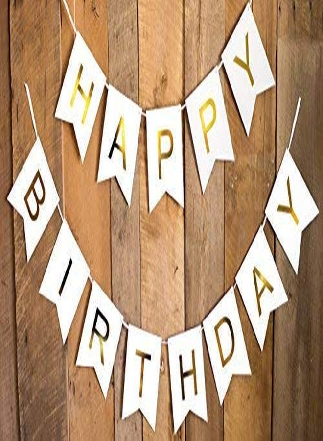 Skywalk Happy Birthday Banner Bunting Flag/Banner for Birthday Reception/Birthday Decoration Material (WHITE) - Image 3